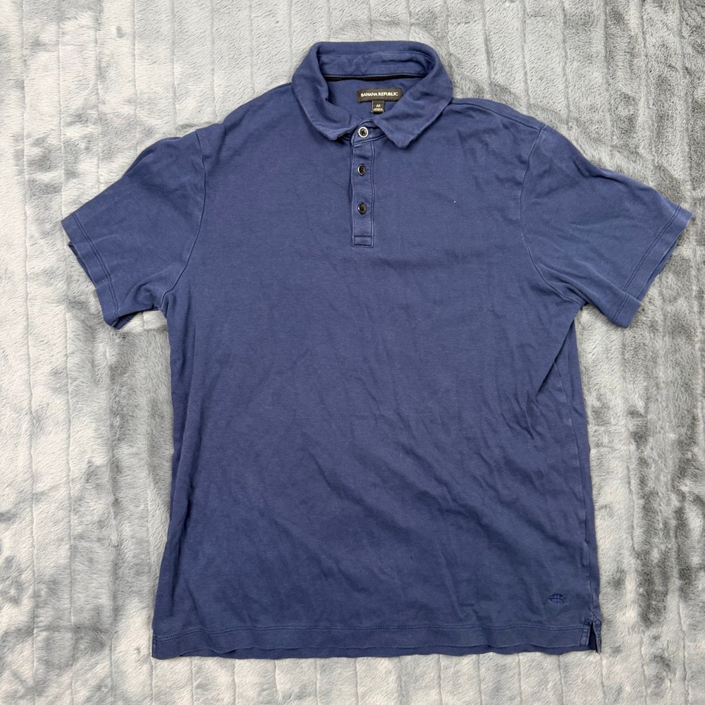 Banana Republic Mens Navy Blue 100% Cotton Short Sleeve Polo Shirt Size M